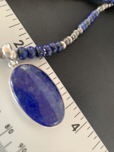 Native American Navajo Blue Lapis Pendant Necklace | Sterling Silver | 11915