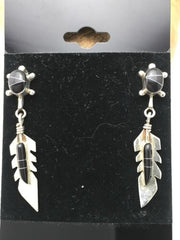 Navajo Black Onyx Earrings | Sterling Silver | Authentic Native American Handmade | 1" | 4438