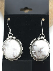 Navajo Wild Horse Turquoise Earrings | Sterling Silver | 1" | Authentic Native American Handmade | 1321