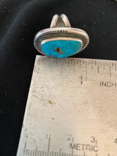 Navajo Kingman Turquoise Old Pawn Ring | Sterling Silver | Sz 4.5 | Authentic Native American Handmade | 4020