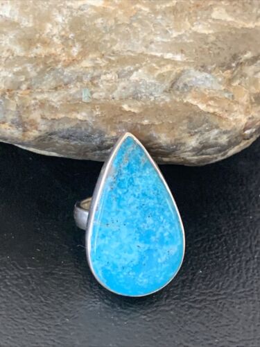 Navajo Blue Kingman Turquoise Ring | Sterling Silver | Sz 6.5 | Authentic Native American Handmade | 11614