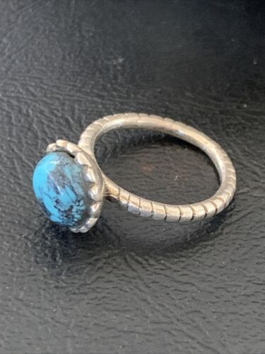 Navajo Blue Kingman Turquoise Pinky Ring | Sterling Silver | Sz 4.5 | Authentic Native American Handmade | 12461