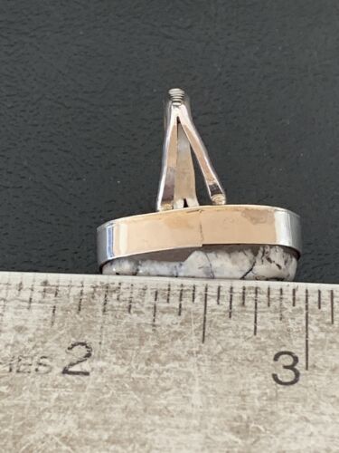 Navajo White Buffalo Turquoise Ring | Sterling Silver | Sz 8 | Authentic Native American Handmade | 01700
