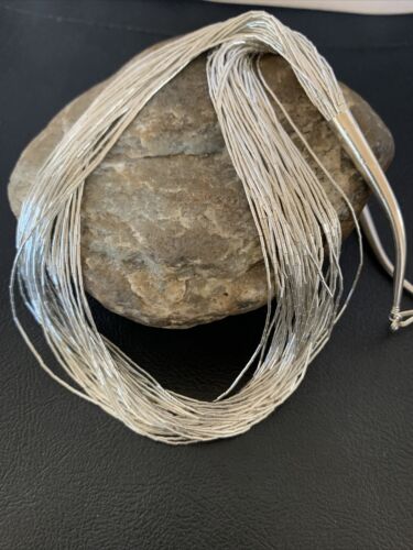 Navajo Liquid Silver Heishi Necklace | 40 Strands | Sterling Silver Tubes | 19" | 02214
