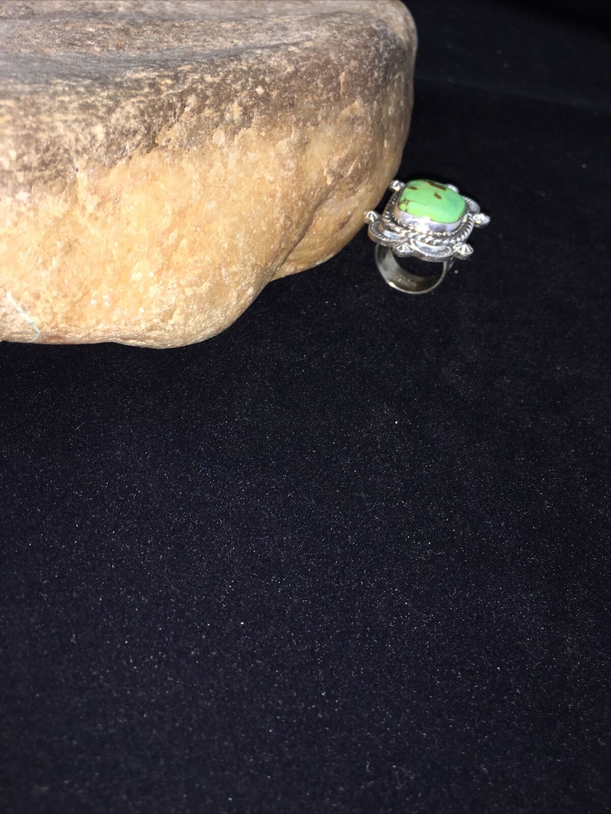 Native American Navajo Green Gaspeite Ring | Sterling Silver | Sz 6.5 | 1805