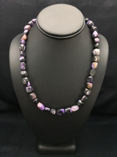 Navajo Purple Charoite Bead Necklace | Sterling Silver | Authentic Native American Handmade | 20" | 2700