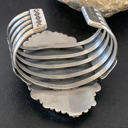 Navajo Green Turquoise Cuff Bracelet | Sterling Silver | 4" | Authentic Native American Handmade | 1630