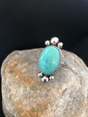 Dry Creek Turquoise Ring | Sterling Silver | Native American Handmade | Sz 11.5 | 3449