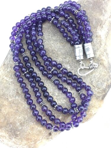 Native American Navajo 3-Strand Amethyst Necklace | Sterling Silver | 19" | 1328