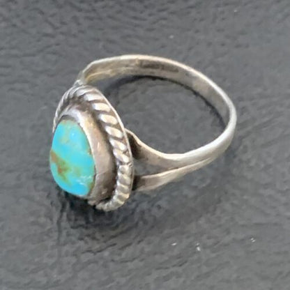 Navajo Blue Turquoise Ring | Sterling Silver | Sz 5 | Authentic Native American Handmade | 10362