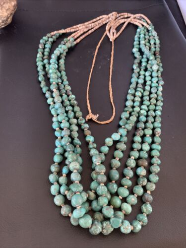 Men's XL Santo Domingo Blue Turquoise Shell 5-Strand Bead Necklace | 40" | 13186
