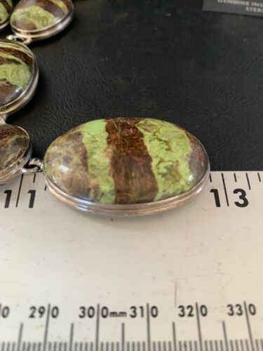 Navajo Green Gaspeite Necklace Choker Earrings Set | Sterling Silver Pendant | 19" | Authentic Native American Handmade | 13794