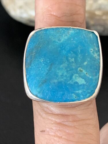 Men's Navajo Blue Kingman Turquoise Ring | Sterling Silver | Adjustable | Sz 7.5 | 10483