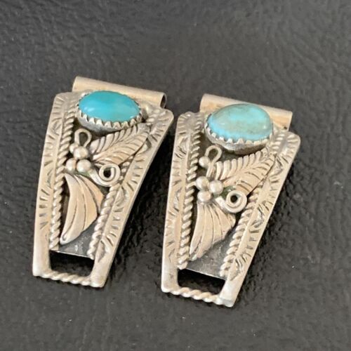 Vintage Navajo Sterling Silver Watch Tips | Old Pawn Blue Turquoise Band | Authentic Native American Jewelry | 12931