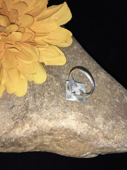 Navajo Women's Turquoise, Coral & Onyx Inlay Ring | Sterling Silver | Sz 5.5 | Authentic Native American Handmade | 01797