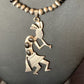 Navajo Kokopelli Pendant with Pearls, Black Onyx, and Multi-Stone | Authentic Native American Sterling Silver | 12284