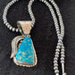 Men's Kingman Turquoise Pendant Necklace | Navajo Pearls | Sterling Silver | Authentic Native American | 4300
