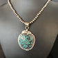 Men's Blue Spiderweb Turquoise Necklace Pendant | Navajo Sterling Silver | Authentic Native American Handmade | 14258