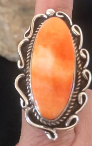 Men's Navajo Spiny Oyster Ring | Sterling Silver | Sz 8.5 | Authentic Native American Handmade | 8150