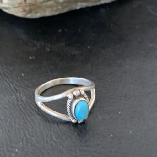 Native Old Pawn Navajo Blue Turquoise Ring | Sterling Silver | Sz 6.5 | 10771