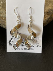 Navajo Swirl Coffee Tiger's Eye Opal Inlay Earrings | Sterling Silver | 1.25" | 1553