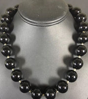Navajo Black Onyx Bead Necklace | Sterling Silver | 22" | Authentic Native American Handmade | 8079