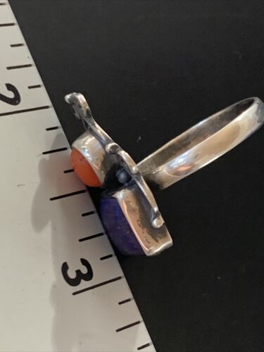 Navajo Sterling Silver Purple Sugilite Coral Ring | Authentic Native American Multi-Stone Jewelry | Sz 10 | 11524