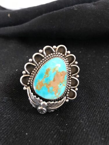 Southwestern Turquoise Ring | Sterling Silver | Sz 9.25 | Authentic Native American Handmade | Signed
