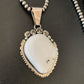 Men's Navajo White Buffalo Turquoise Pendant Necklace | Sterling Silver | Authentic Native American Handmade | 11846