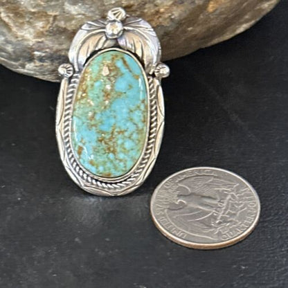 Navajo Blue Turquoise #8 Rings | Sterling Silver | Sz 9.5 | Authentic Native American Handmade | 14285