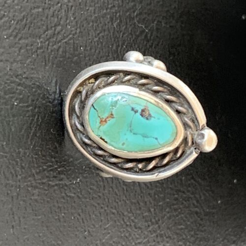 Southwestern Old Pawn Navajo Blue Turquoise Ring | Sterling Silver | Sz 6.5 | 2170