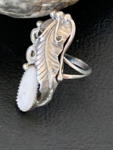 Navajo White Buffalo Turquoise Ring | Sterling Silver | Sz 7 | Authentic Native American Handmade | 12185