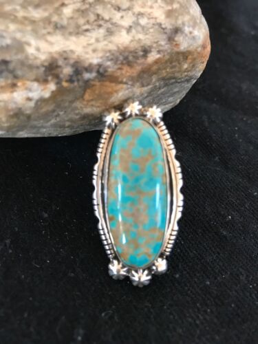 Navajo Blue Turquoise #8 Ring | Yazzie | Sterling Silver | Sz 3 | Authentic Native American Handmade | 3532