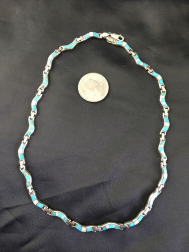 Navajo Sterling Silver Necklace | Spiderweb Turquoise Opal Inlay Pendant | 16" | 10251