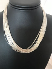 Sterling Silver Liquid Tube Beads Heishi Necklace | Navajo 17" | 30 Strands