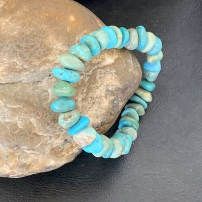 Men's Women's Stretch Bracelet | Blue Green Turquoise Stone | 7" | 11824