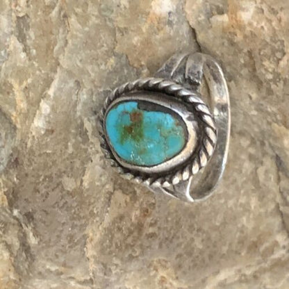 Navajo Blue Turquoise Ring | Sterling Silver | Sz 5 | Authentic Native American Handmade | 10362