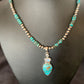 Navajo Pearls Necklace with Blue Mojave Turquoise Moon Pendant | Authentic Native American Sterling Silver | Multi-Stone | 11912
