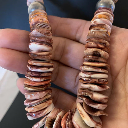 Navajo Sterling Silver Purple Spiny Oyster Necklace | Authentic Native American | 22" | 02182