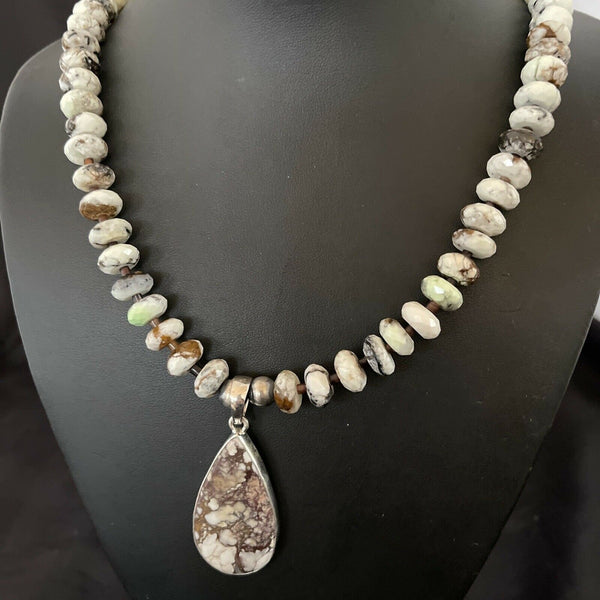 Navajo Wild Horse Turquoise Necklace Pendant | Sterling Silver | Authentic Native American Handmade | 11342