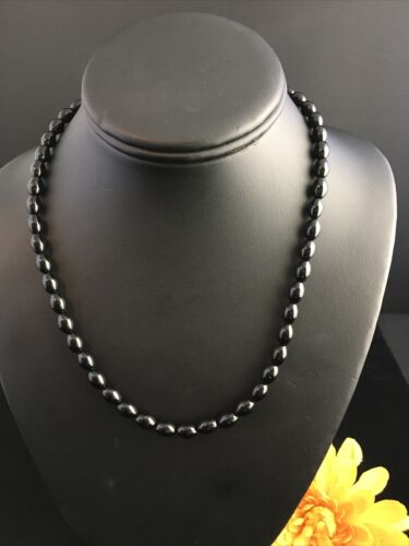 Navajo Black Onyx Necklace | Sterling Silver | 17" | Authentic Native American Handmade | 10030 - Masha USA