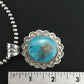 Men's Kingman Turquoise Pendant | Navajo Pearl Sterling Silver Necklace | Authentic Native American Handmade | 4876