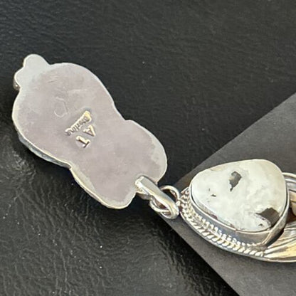 Navajo White Buffalo Turquoise Dangle Earrings | Sterling Silver | 2.5" | Authentic Native American Handmade | 14740