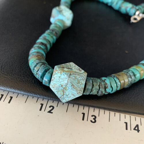 Navajo Turquoise Heishi Spiderweb Necklace | Sterling Silver | 20" | Authentic Native American Handmade | 13894