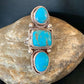 Navajo Blue Turquoise Cluster Ring | Authentic Native American Sterling Silver | Multi-Stone | Sz 10 | 2119