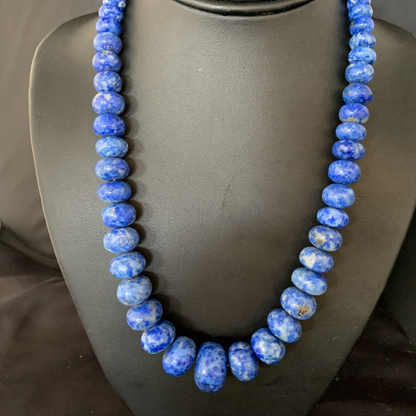 Native American Blue Denim Lapis Bead Necklace | Sterling Silver Heishi | 20" | 13974