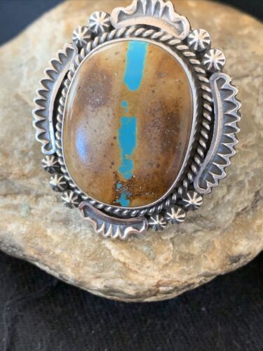 Navajo Blue Boulder Turquoise Ring | Sterling Silver | Sz 7 | 00749