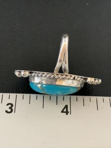 Navajo Blue Kingman Turquoise Ring | Sterling Silver | Sz 7.5 | Authentic Native American Handmade | 13381