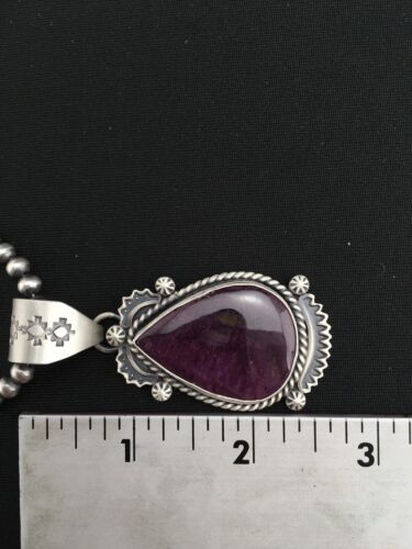 Navajo Purple Spiny Oyster Pendant with Pearls | Sterling Silver Necklace | Authentic Native American Handmade | 4874 - Masha USA