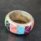 Multi-Color Blue Turquoise Gaspeite Inlay Ring | Sterling Silver | Sz 9 | 14501